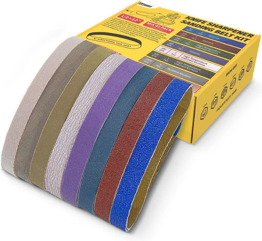 45-Piece 1/2" X 12" Knife Sharpener Sanding Belt Kit for Work Sharp Knife & Tool