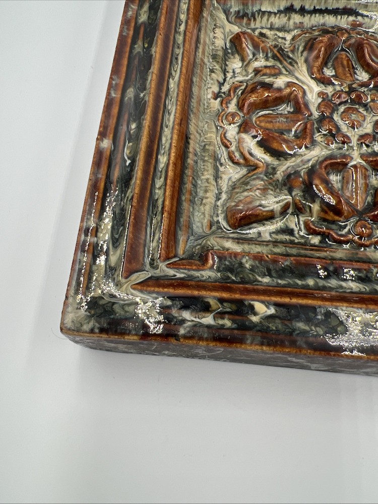 Decorative Square Rustic Ceramic Pottery Tile Wall Hanging