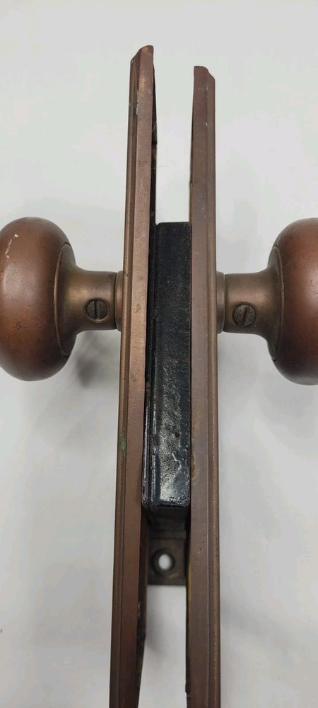 Antique Bronze Door Knobs Plates Locking Hardware Set