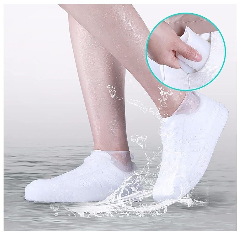 Viatek Silicone Rain Shoe Covers Reusable Waterproof (Clear / Size Medium)