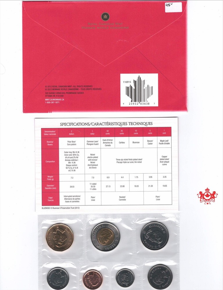 2012 Canada Proof Like Set - Royal Canada Mint -