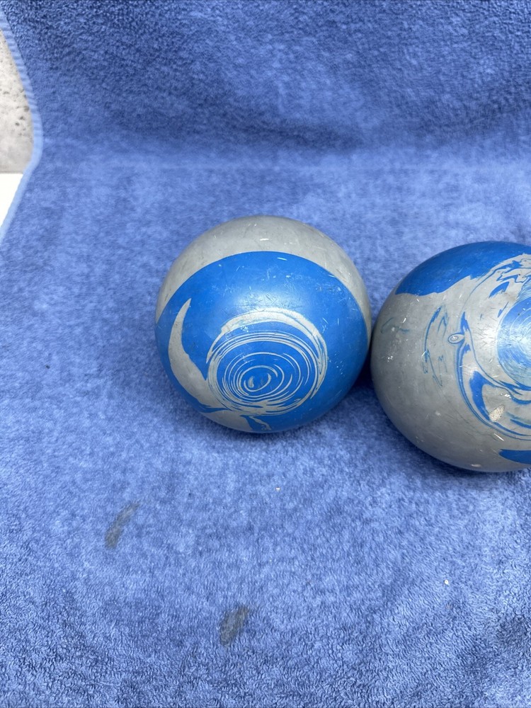 THREE PARAMOUNT DUCKPIN BALLS DUCK PIN BALL BLUE GREY
