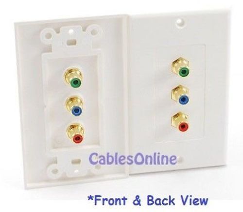 3-RCA Component (RGB) Video Wall-Plate, White, WP-R13