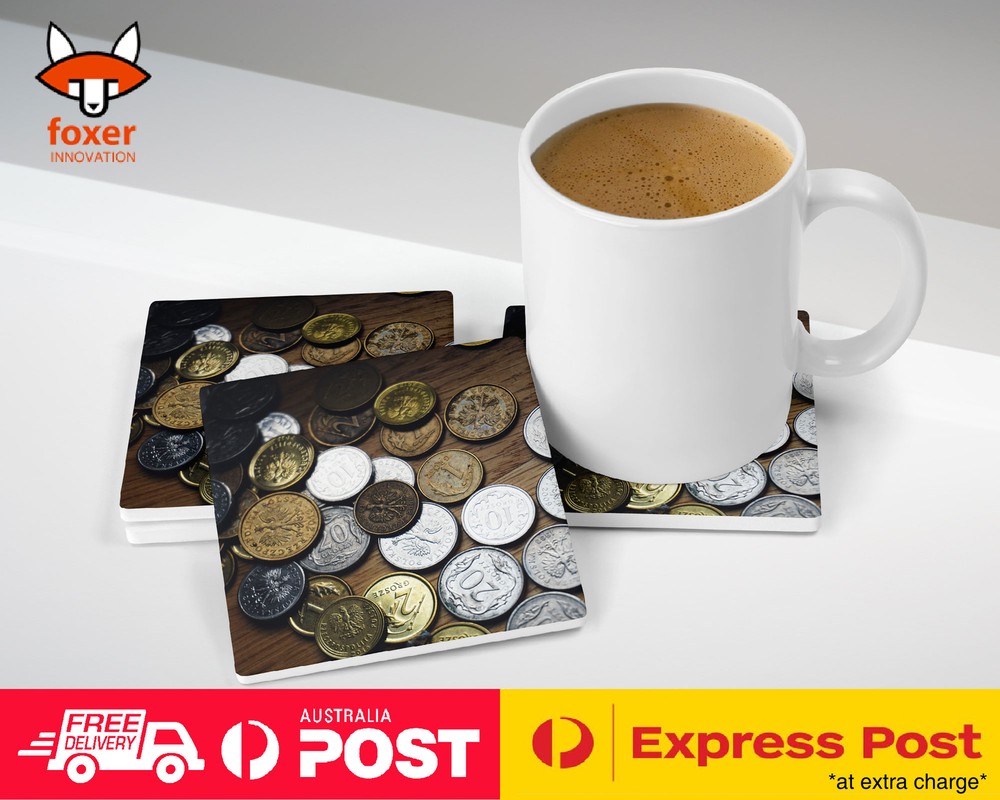 COASTER COFFEE DRINKING MAT|MONEY COINS WALLPAPER IMAGE #2