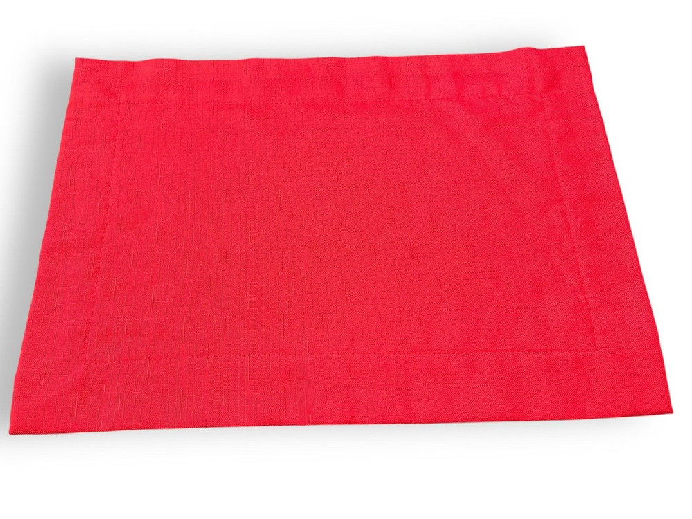 10 Classic Red Hemstitch Rectangular Placements for Christmas Holidays All Year