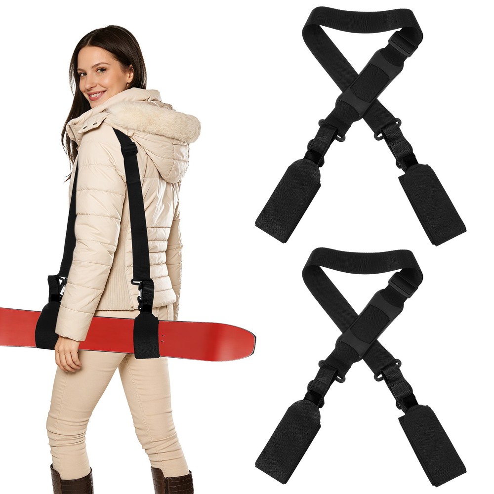 Ski Strap, Adjustable Ski Carrier Shoulder Straps,2Pcs& Black & 61.8"
