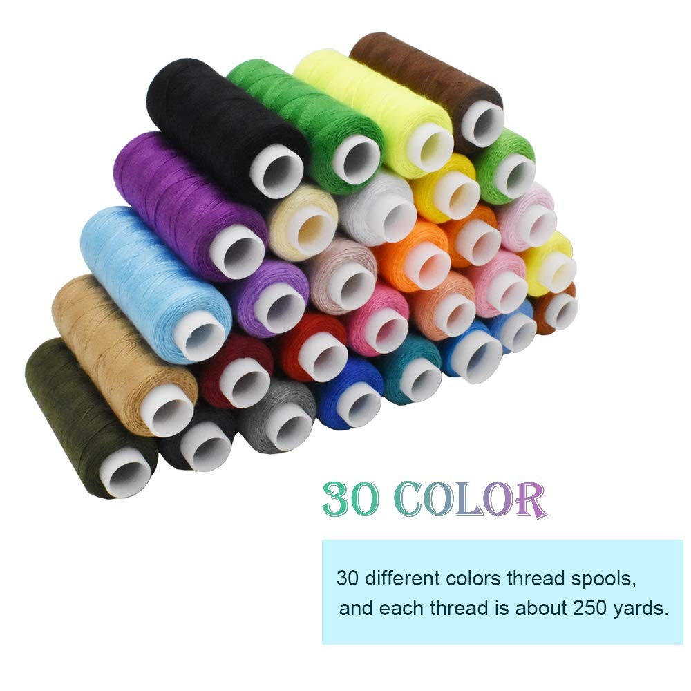 Sewing Threads Kits Polyester 30 Spool 250 Yards Per Spools for Hand Machine ...