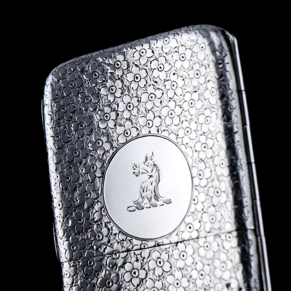 Antique Victorian Solid Silver Cigarette Case Unusual Opening Mechanism 1886