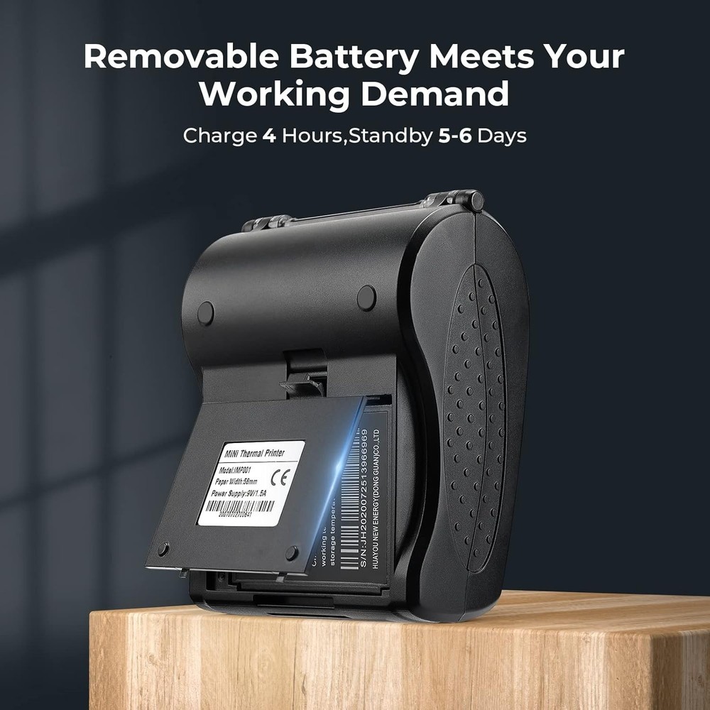 Wireless Thermal Printer, Portable 58mm Bluetooth Receipt