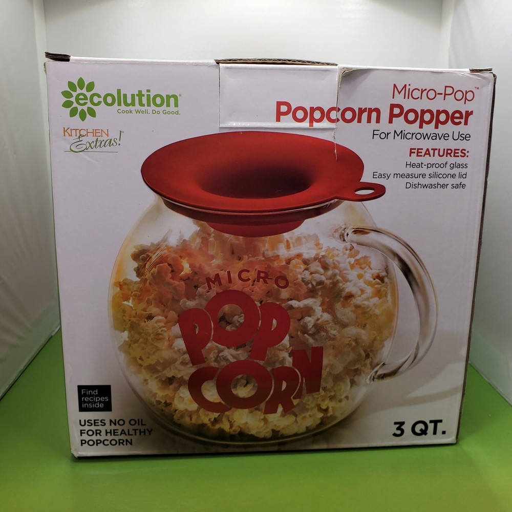 Popcorn Popper Ecolution Microwave • Glass 3 Quart Healthy