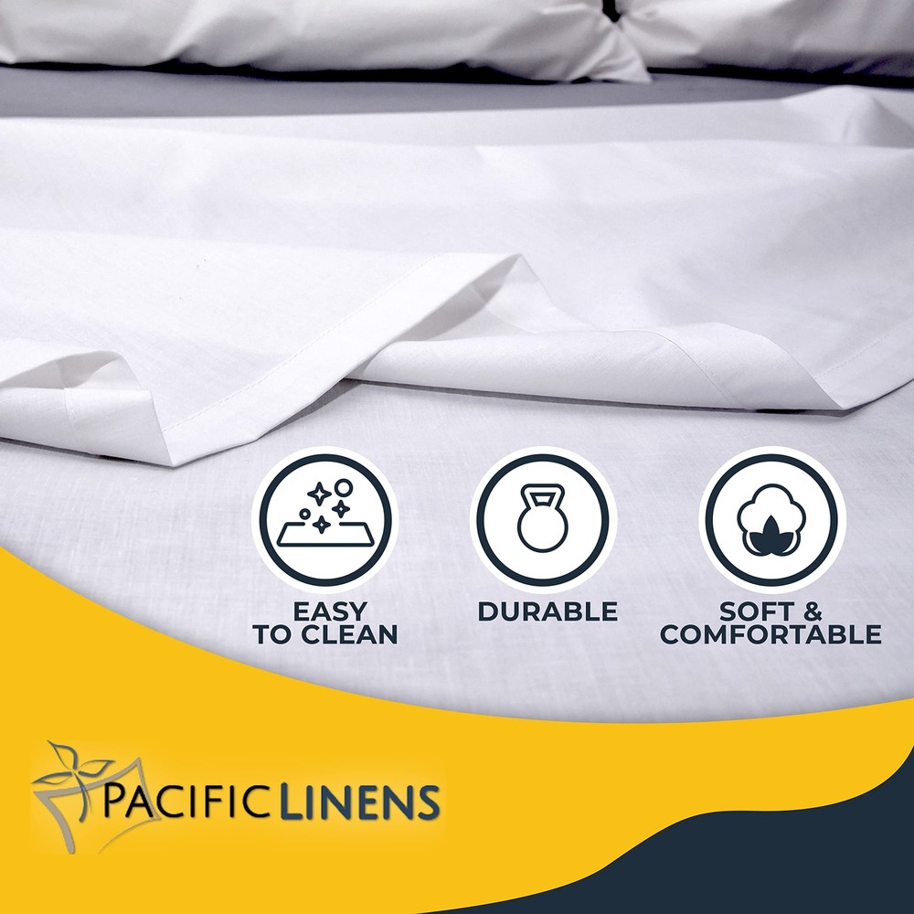 Solid White, Flat Bed Sheets, 1-Piece, 200 Thread Count Poly-Cotton Blend,