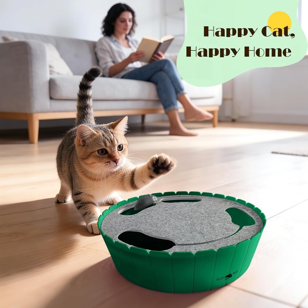 Interactive Cat Toy with Running Mouse, Electronic Motion Cat Toy Automatic Teas