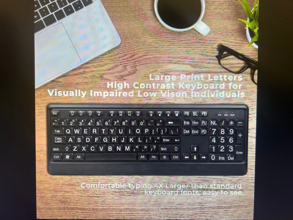 Large text keyboard LED backlight USB wired keyboard.