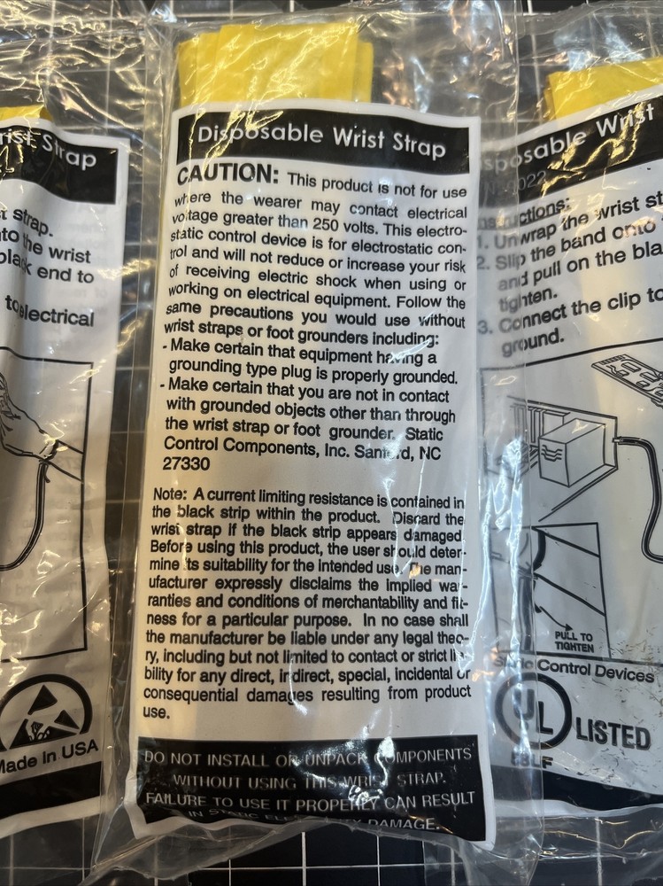 5 Each - 3M 9022 Disposable Wrist Strap Static Control Device