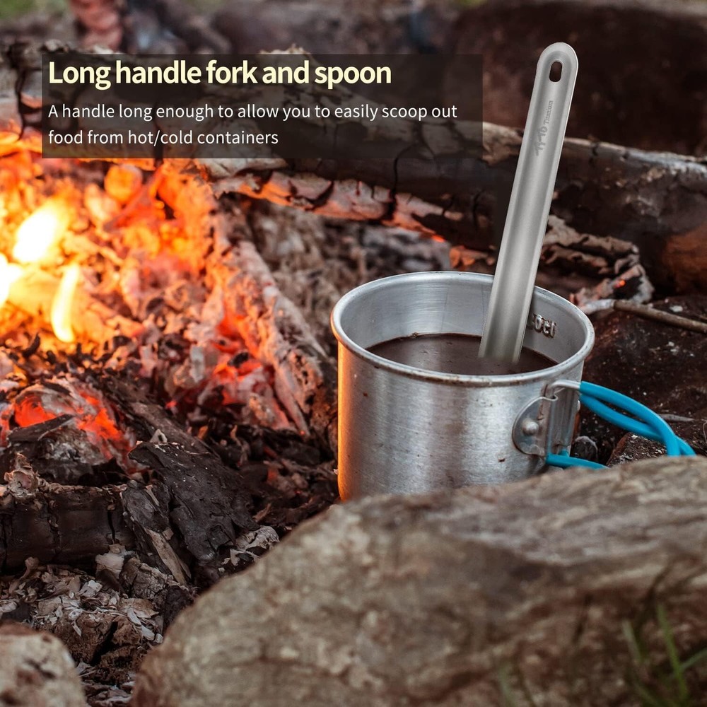 Eco-Friendly Titanium Spork and Spoon Set - Lightweight Camping Tableware