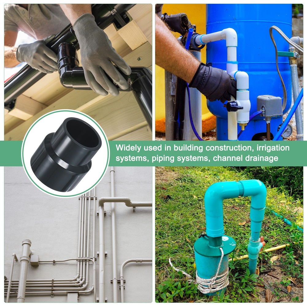 2-Pack UPVC Reducer Pipe Fitting, DN50*40 Reducing Coupling Connector, Grey