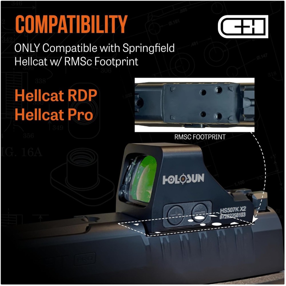 Precision Red Dot Mount for Springfield Hellcat & Holosun