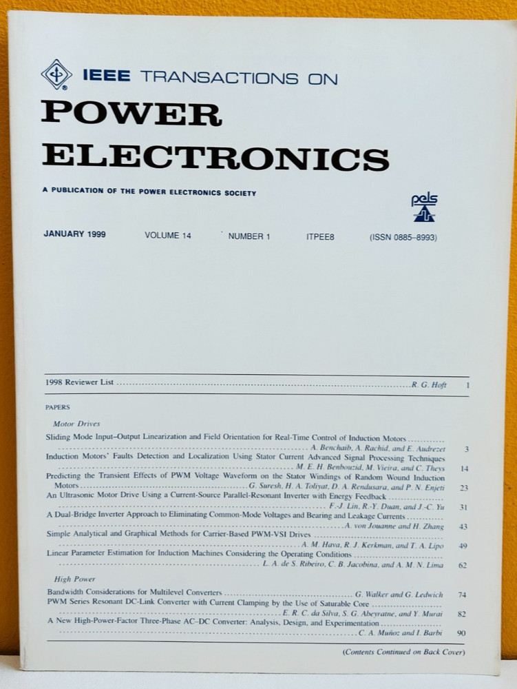 IEEE Transactions on Power Electronics (ISSN 0885-8993) 1999 Volume 14 Number 1.