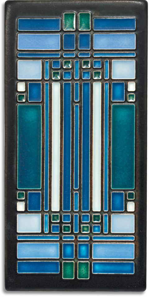 Frank Lloyd Wright Skylight (Turquoise) 4″×8″ Decorative Tile