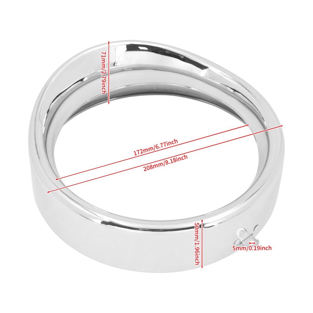 7" Chrome Headlight Trim Light Ring Visor Bezel Cover For Harley Softail 94-2017