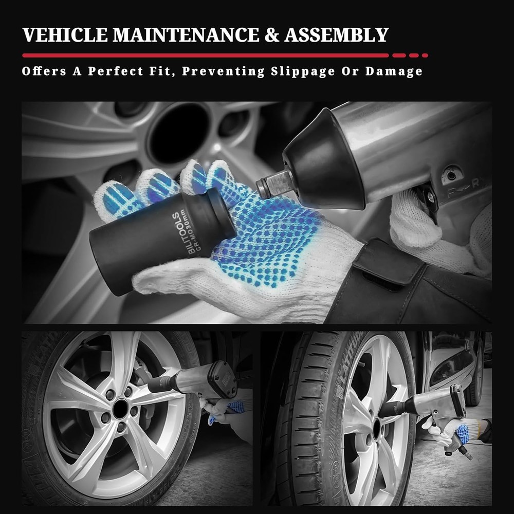 BILITOOLS 12 Point Axle Nut Socket Set, 1/2" Drive Spindle One Size