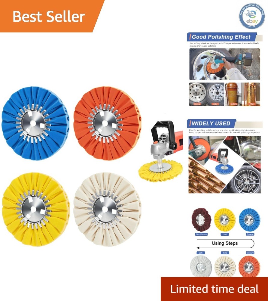 Multi-Color Airway Buffing Wheels Set - 8" Diameter, 12-Ply for Angle Grinders