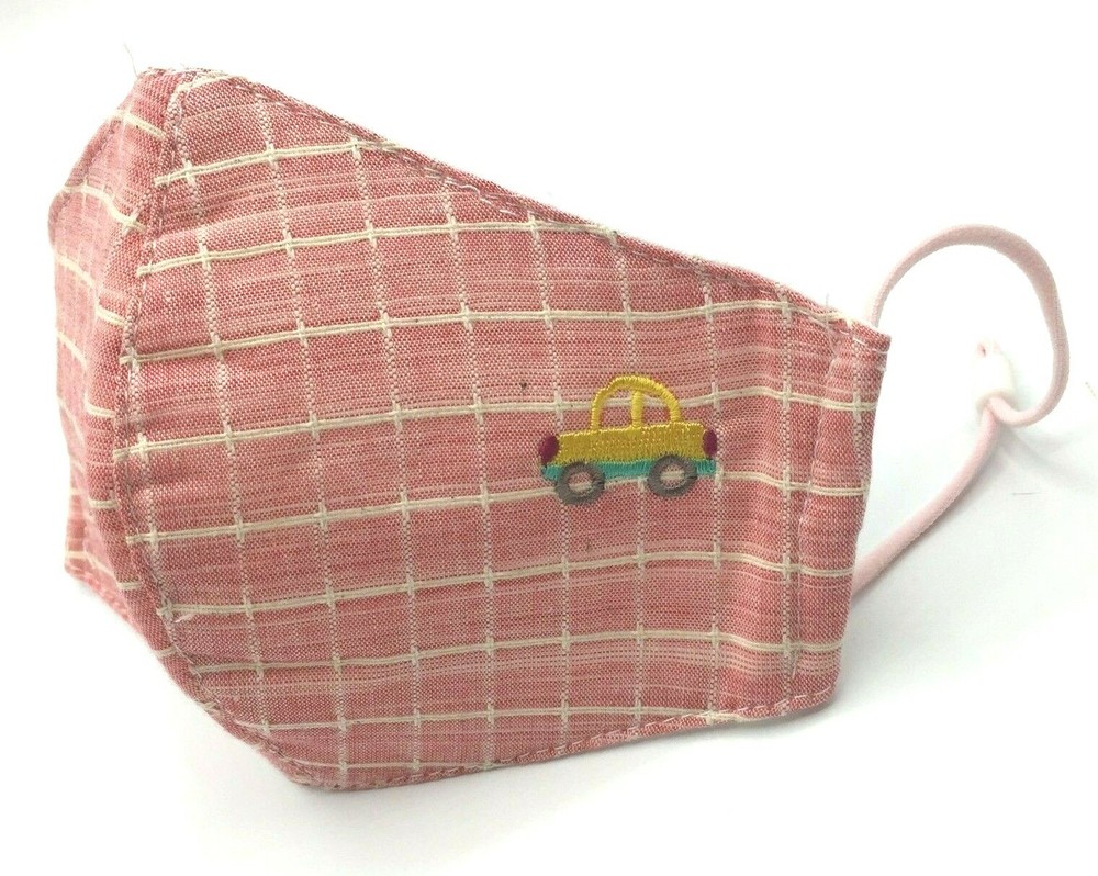 Comfy Washable Reuseable Kid Face Mask Adjustable Ear Loop Pink Car