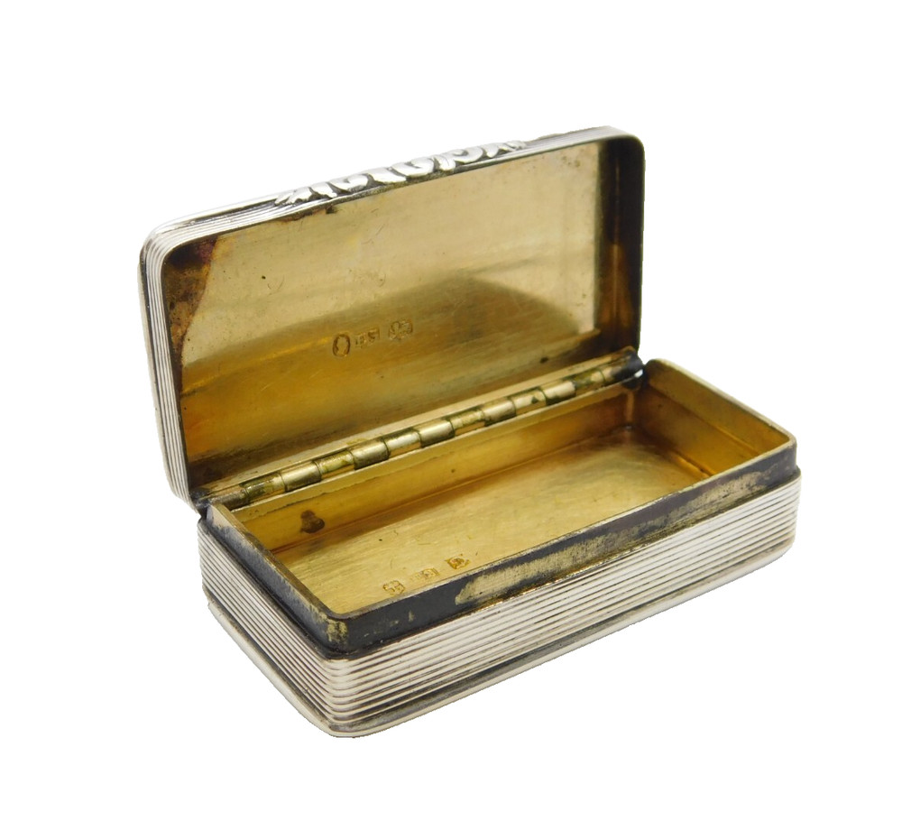 George IV Sterling Silver Lined Snuff Box Antique 1827 Birmingham