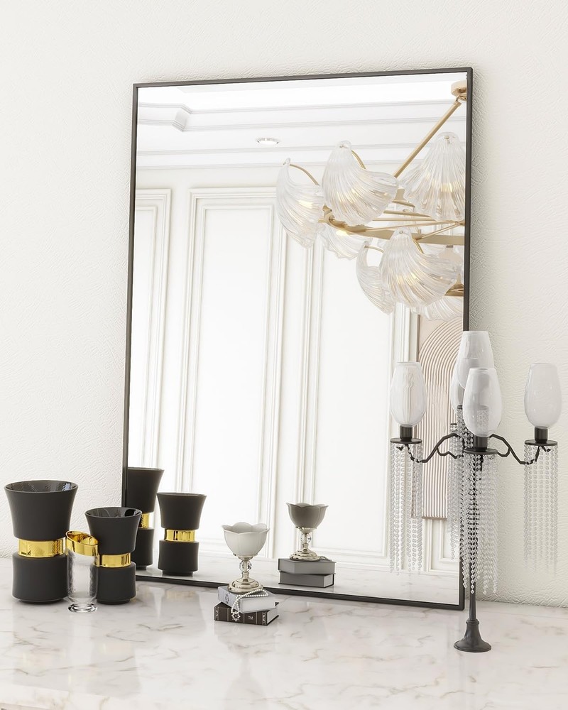 Black Mirrors for Wall, 30x48 Inch Bathroom Mirror, Rectangular Wall Mirror f...