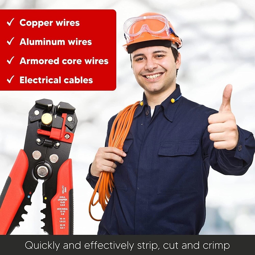 Wire Stripping Tool, Self-adjusting 8-Inch Automatic Wire Stripper/Cutting Plier