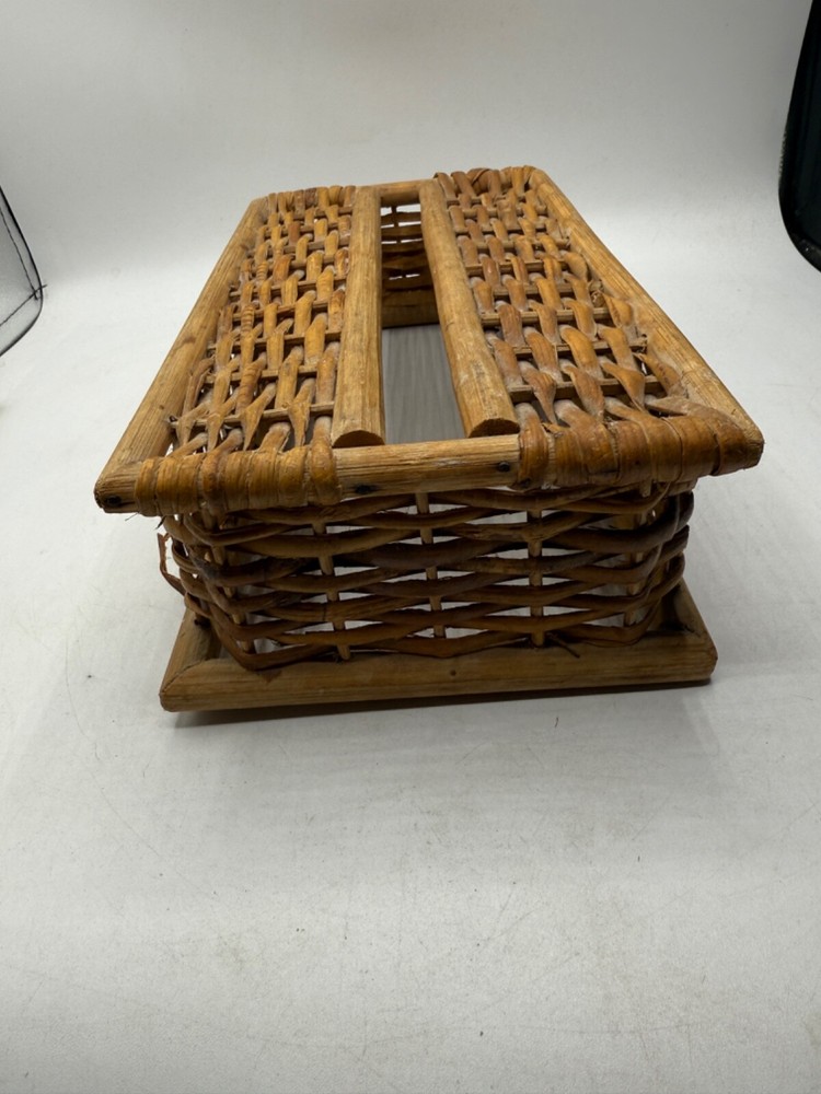 Vintage Wicker Tissue Box Cover Woven Rectangular Made In Philippines