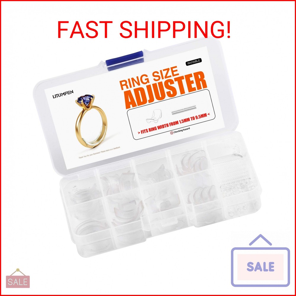 ELETIUO Ring Size Adjuster for Loose Rings - 60Pack, 2 Styles, Ring Guard, Ring