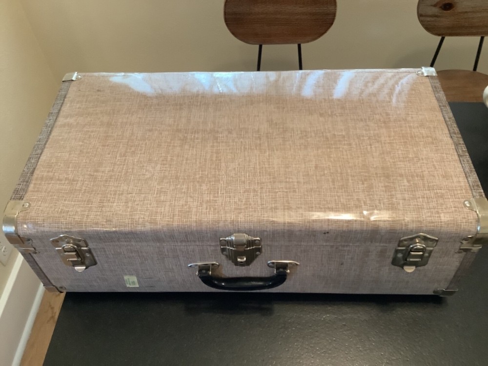 Vintage Lightweight Metal Trunk Silver Hardware