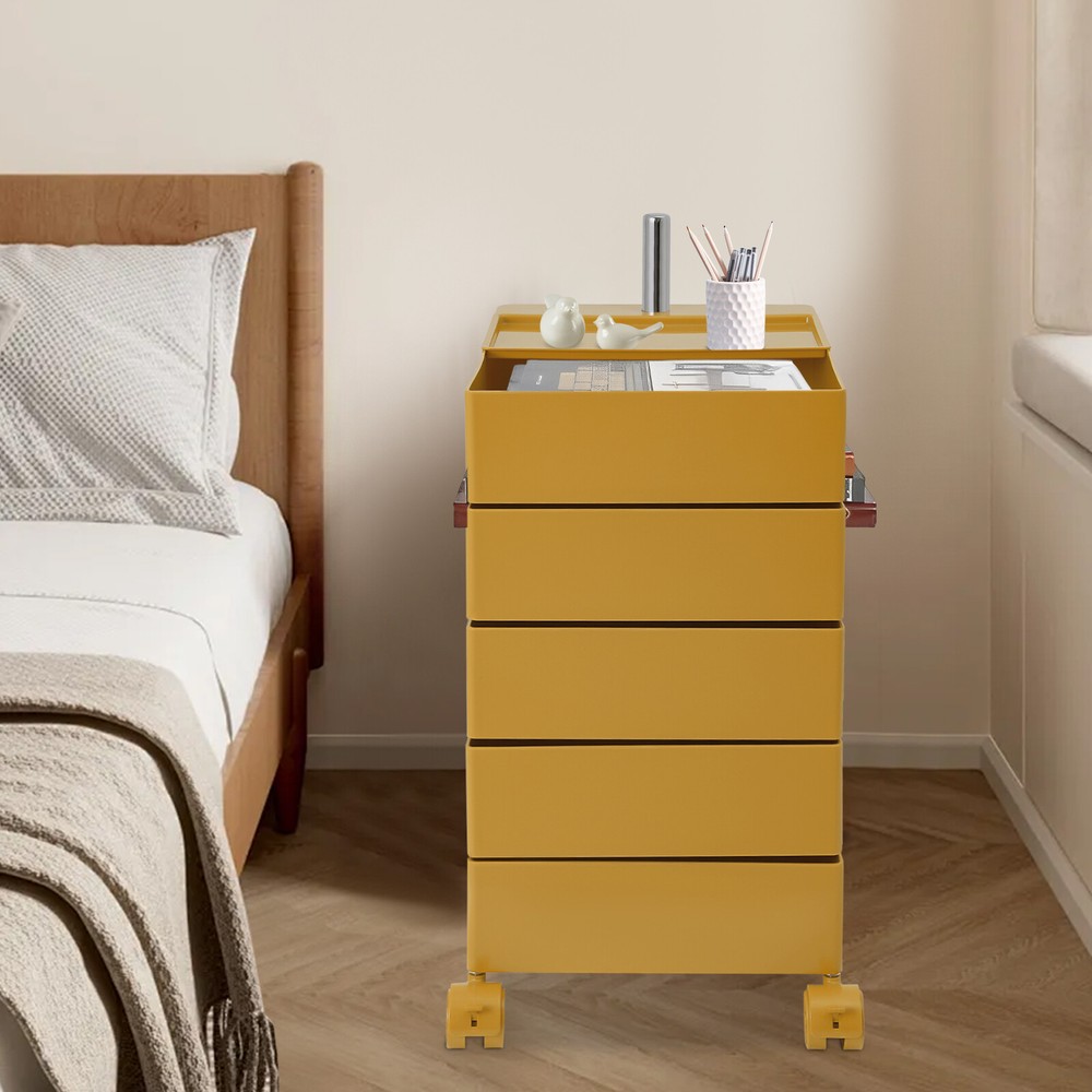 5 Drawers 360?? Movable Rotating Storage Side End Coffee Table Sofa Cabinet NEW