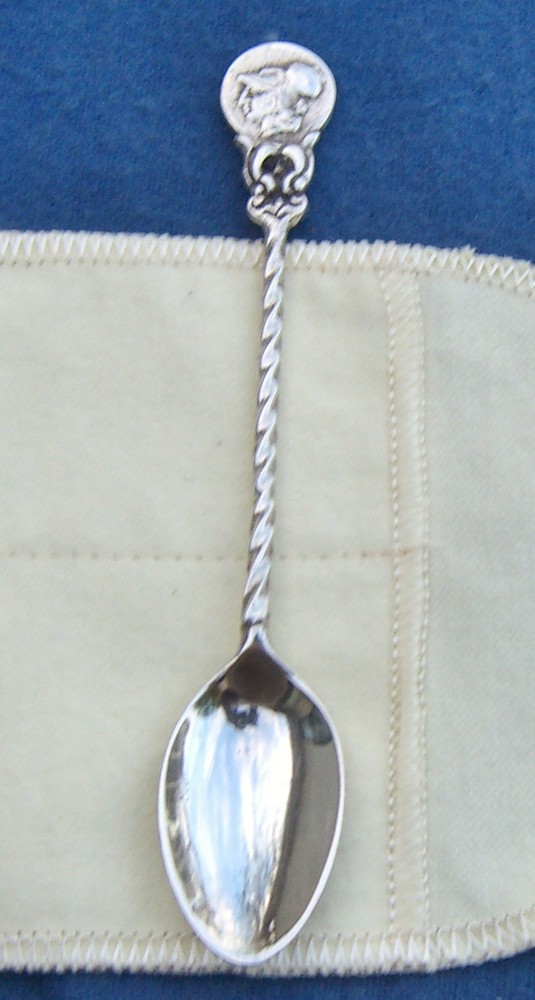 German 800 Silver Medallion Demitasse Spoon Twist Handle 80% Silver Content
