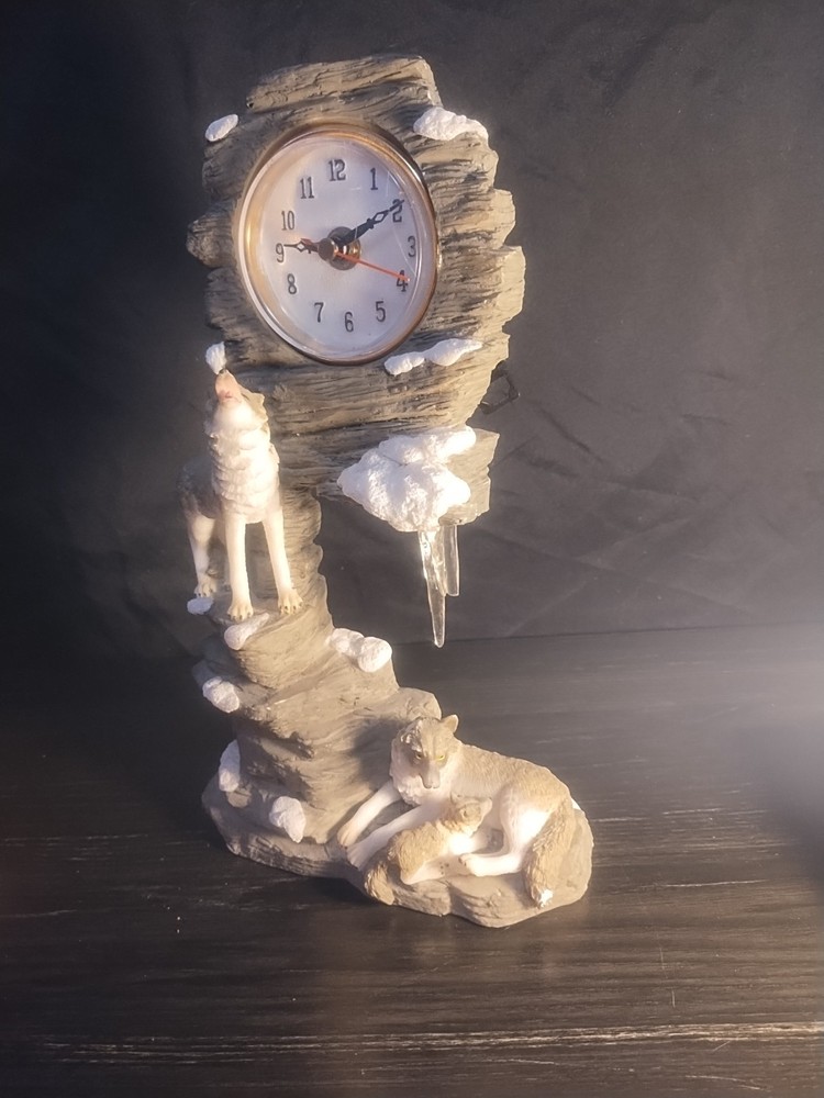 wolf clock missing ear and ice