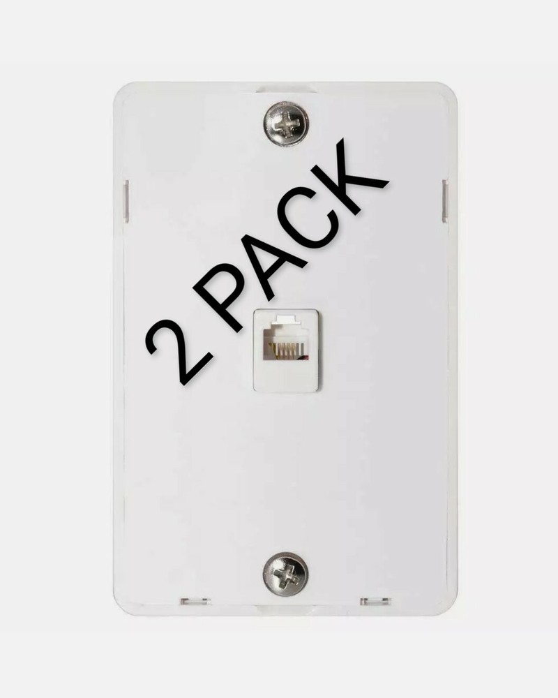 2 Pack- Black Point Phone Jack Wall Plate White  BBT-021-2