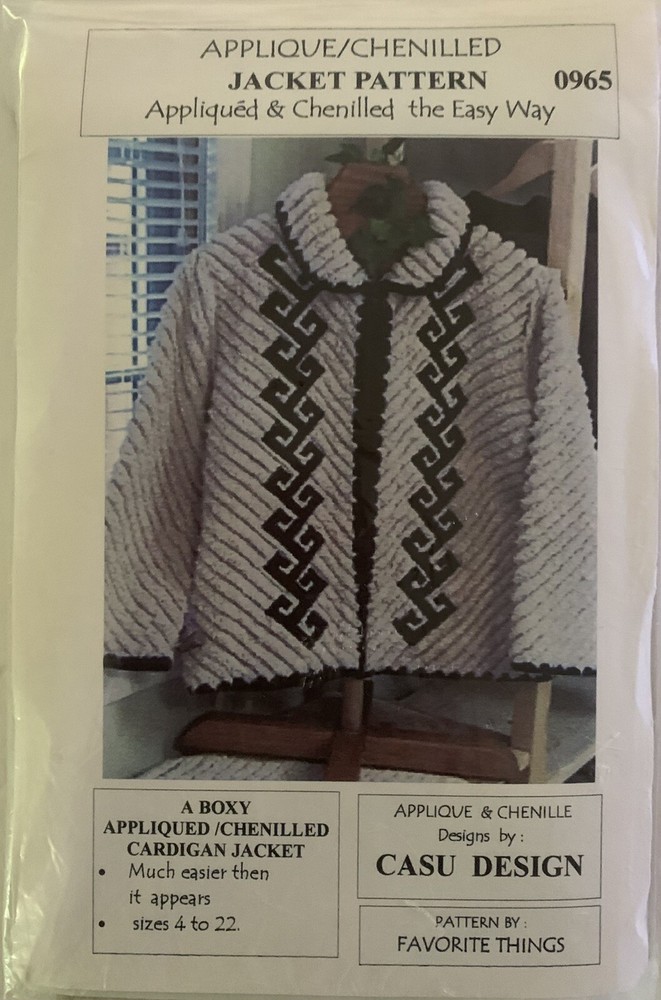 Casu Designs Applique/Chenilled Cardigan Jacket Pattern #0965 2000