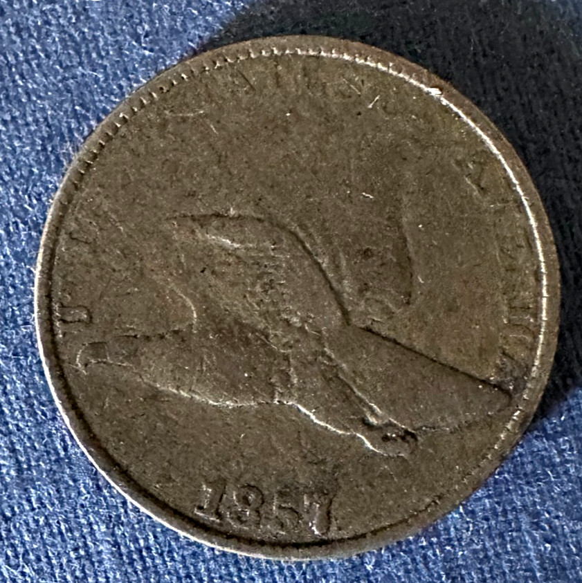 1857  US Flying Eagle Cent 1c Coin --Fine
