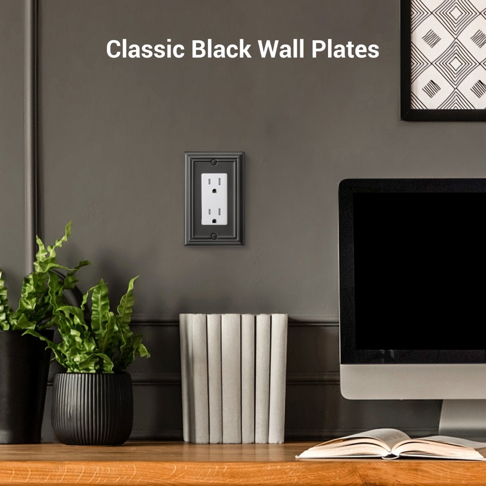 DEWENWILS 4-Pack Wall Plates for Electrical Outlets, GFCI, Dimmer Switch, Black