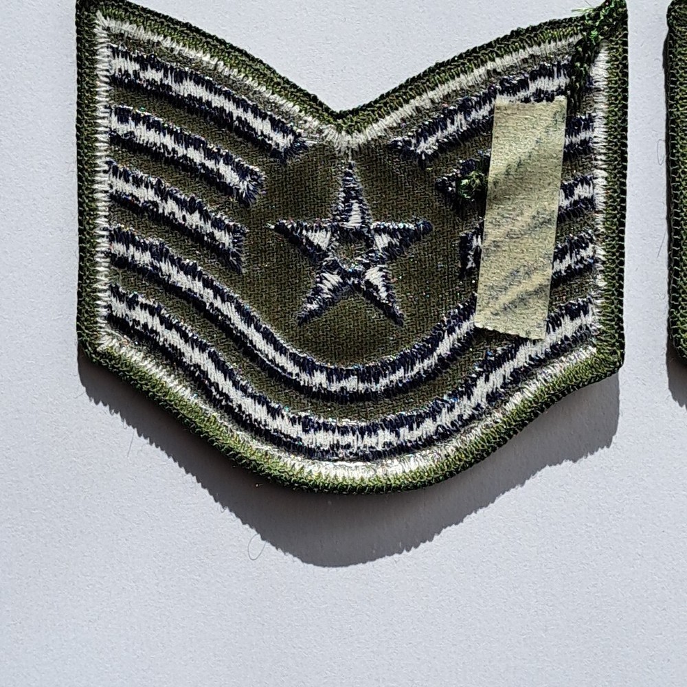 E6 Patches Two Pair USAF E-6 Air Force Tech Sergeant Stripes Rank 3" Subdued