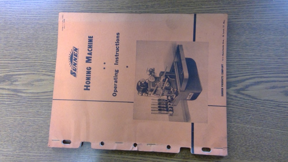 Antique Sunnen Honing Machine Operating Instruction 1949