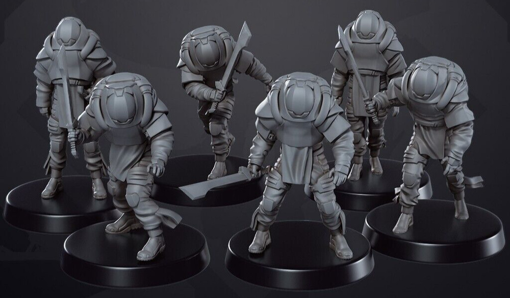 Space Marines Alien Masked Blade Battle Squad 6-Pk 3D Printed Models