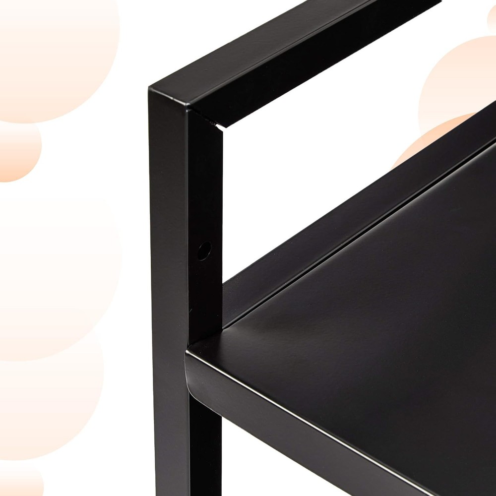 3-Tier Metal Rolling Cart Black