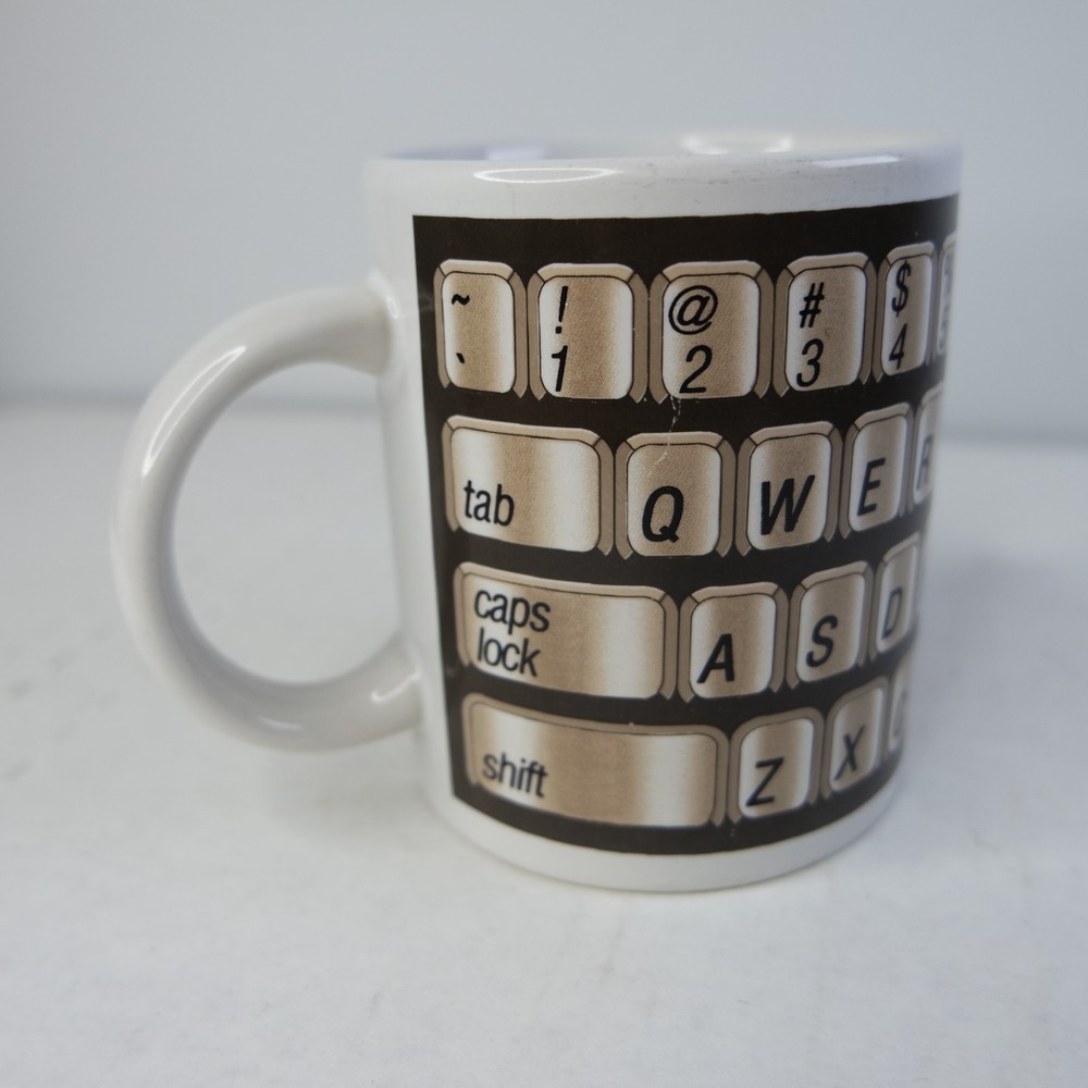 VTG Retro 80s 90s Computer Keyboard SEi Coffee Cup Mug Ceramic Brown Black