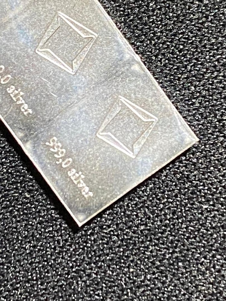 Silver bars, .999 Valcambi, 10 connected bars.