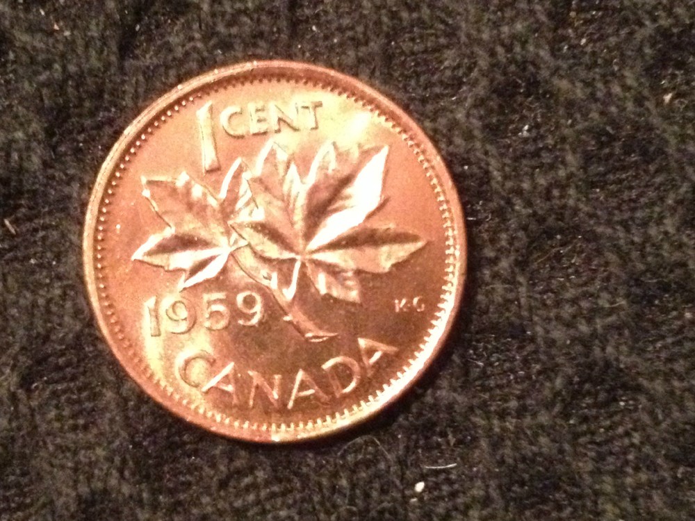 1959 Canada Penny B/U ROLL - UNCIRCULATED - Red