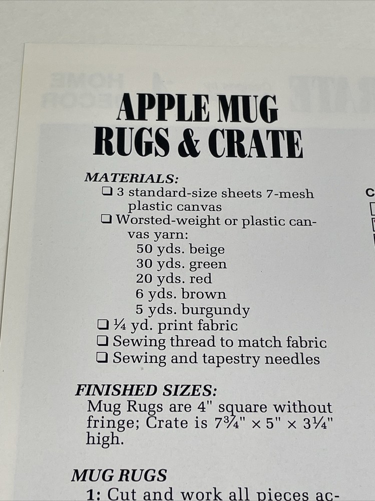 Apple Mug Rugs & Crate Coasters Annie's Attic Plastic Canvas Pattern