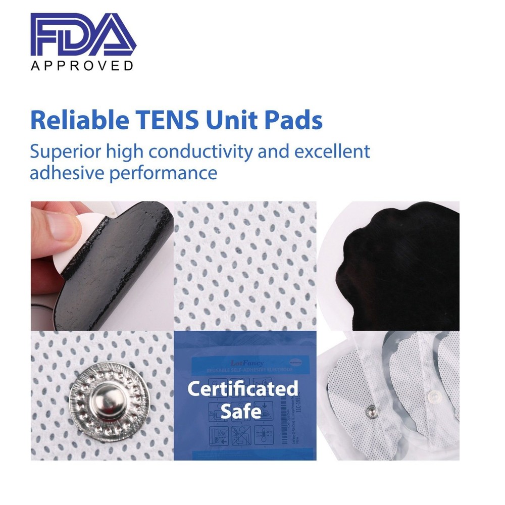 40PCS Large Snap On Replacement Electrode Pads For TENS Unit & Pulse Massager