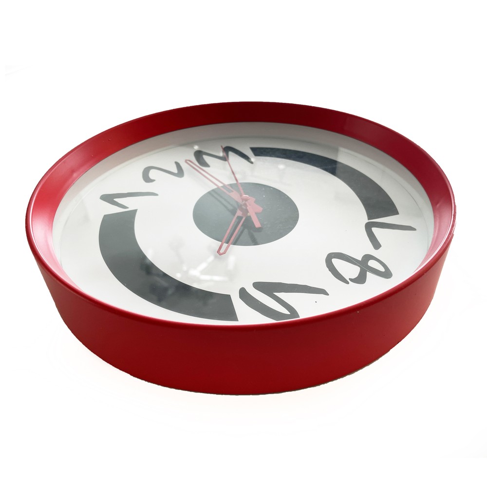 1980s Postmodern Red Wall Clock